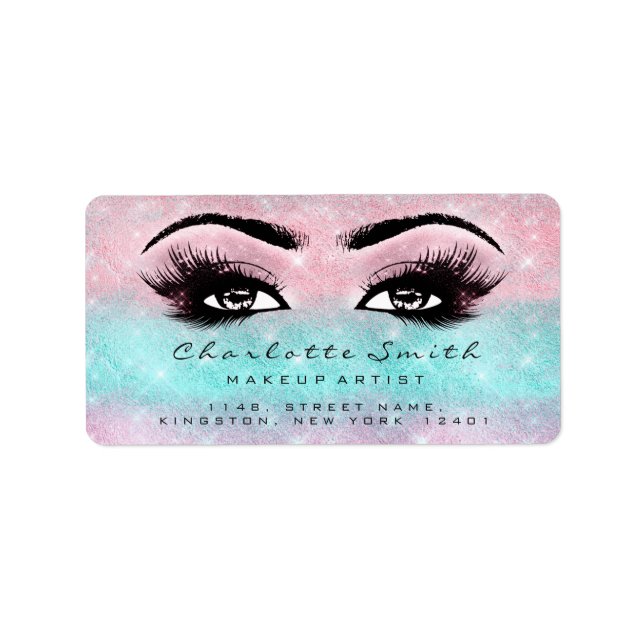Pink Ocean Makeup Lashes Stylst Beauty UAWG Adressaufkleber (Vorne)