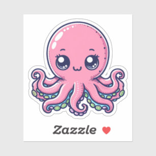 Pink Octopus Custom-Cut Vinyl Stickers Aufkleber