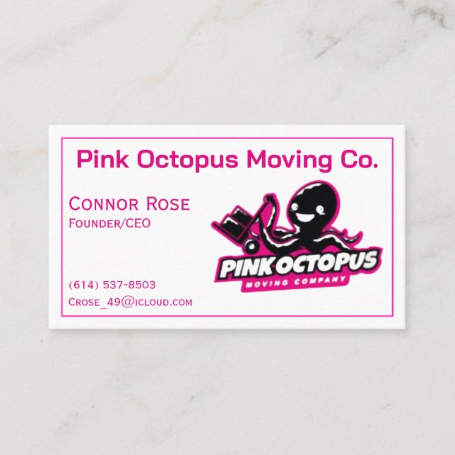 Pink Octopus individuell anpassbare Visitenkarte (Vorderseite)