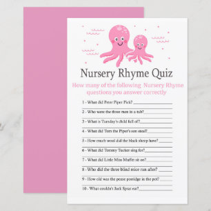 Pink Octopus Kinderreim-Quiz Babyparty-Spiel
