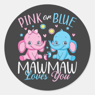 Pink oder blau Mawmaw Lieben Sie Elephant Baby Runder Aufkleber