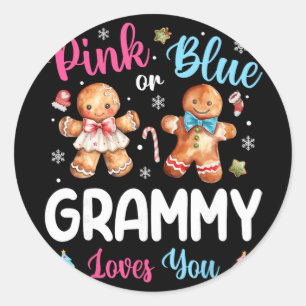 Pink oder Blau Oma liebt dich Geschlecht Enthüllun Runder Aufkleber