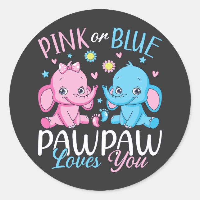 Pink oder blau pawpaw Lieben Sie Elephant Baby Runder Aufkleber (Vorderseite)