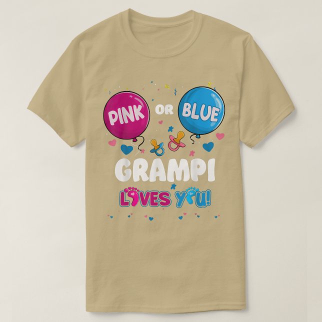 Pink oder Blue Balloon Grampi Lieben Sie Geschlech T-Shirt (Design vorne)