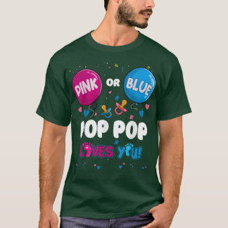 Pink oder Blue Balloon Pop Pop Lieben Sie Geschlec T-Shirt