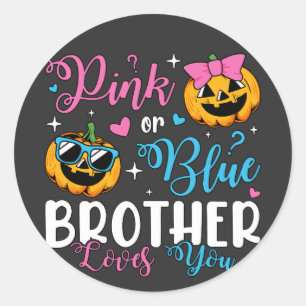 Pink oder Blue Brother Lieben Sie Pumpkin Baby Runder Aufkleber