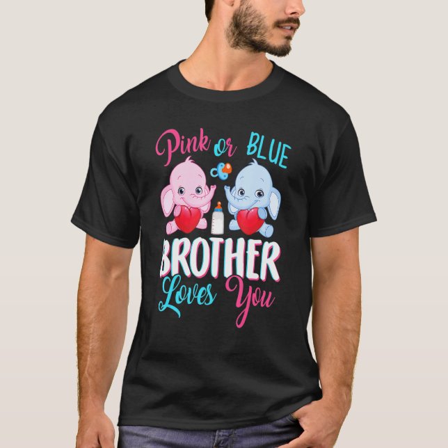 Pink oder Blue Bruder liebt dich Elefanten Baby Ge T-Shirt (Vorderseite)