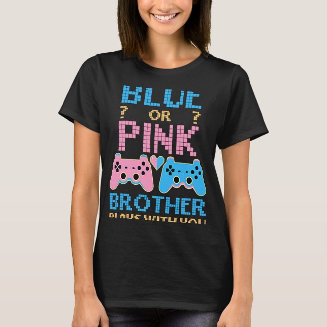 Pink oder Blue Gender Reveal Video Game Gamer Boy  T-Shirt (Vorderseite)