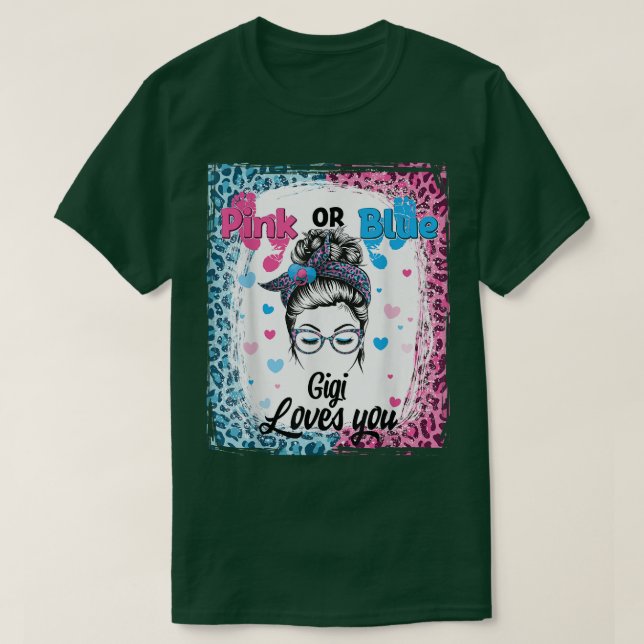 Pink oder Blue Gigi Messy Bun gebleicht Geschlecht T-Shirt (Design vorne)