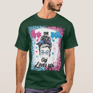 Pink oder Blue Gigi Messy Bun gebleicht Geschlecht T-Shirt