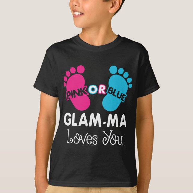 Pink oder Blue Glam-Ma Lieben Sie Geschlecht zeige T-Shirt (Vorderseite)