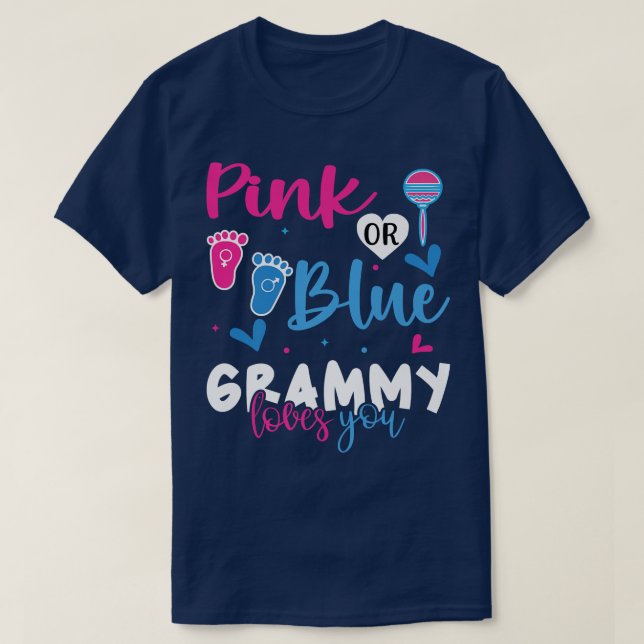 Pink oder Blue Grammy Lieben Ihr Baby Gender Revea T-Shirt (Design vorne)