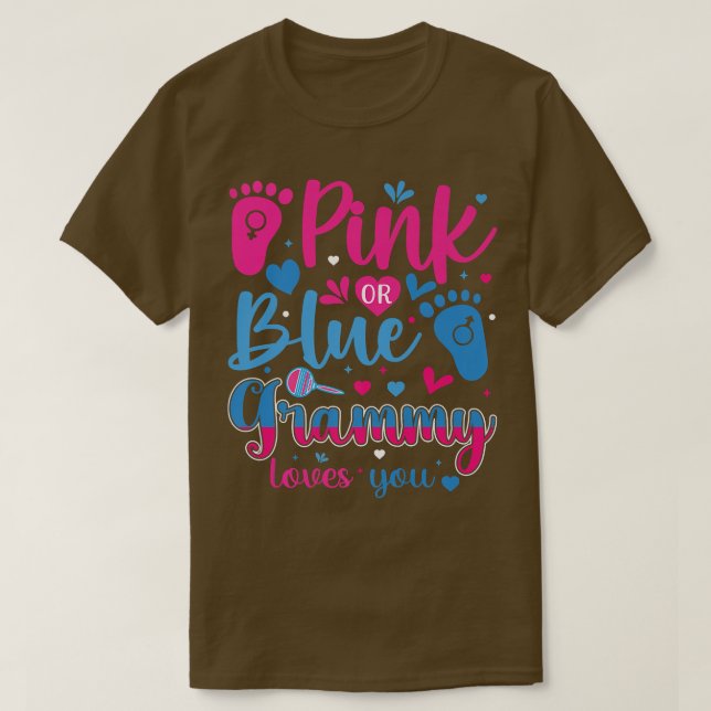 Pink oder Blue Grammy Lieben Ihr Baby Gender Revea T-Shirt (Design vorne)