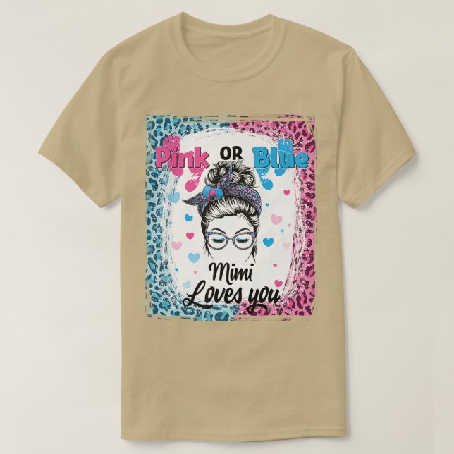 Pink oder Blue Mimi Messy Bun gebleicht Geschlecht T-Shirt (Design vorne)