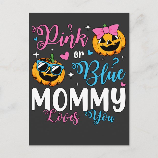 Pink oder Blue Mommy Lieben Sie Pumpkin Baby Postkarte (Vorderseite)