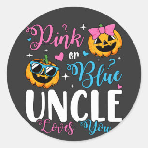 Pink oder Blue Onkel Lieben Sie Pumpkin Baby Runder Aufkleber