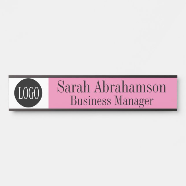 Pink Office Door Sign Long 10" Name Plate Türschild (Vorderseite )