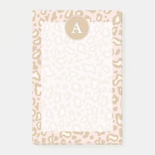 Pink Office Leopard Monogram Post It Notes Geschen Post-it Klebezettel