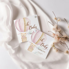 Pink Oh Baby Script Bear in Hot Air Ballon Dusche Geschenkanhänger