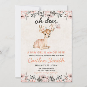 Pink Oh Deer Baby Dusche Blumenladen Einladung