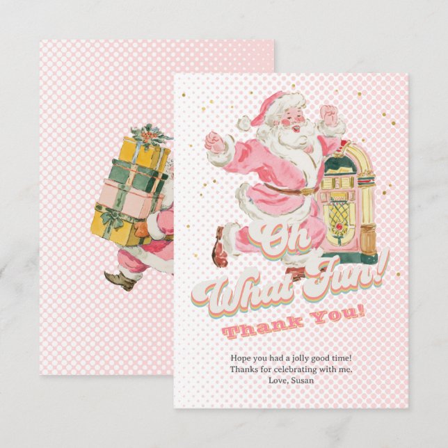 Pink Oh, was Spaß Retro Groovy Santa Claus Geburts Dankeskarte (Vorne/Hinten)