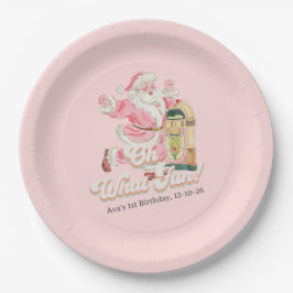 Pink Oh, was Spaß Retro Groovy Santa Claus Geburts Pappteller