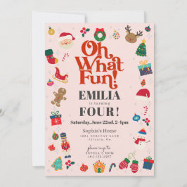 Pink Oh, was Spaß Weihnachten Winter Geburtstagspa Einladung