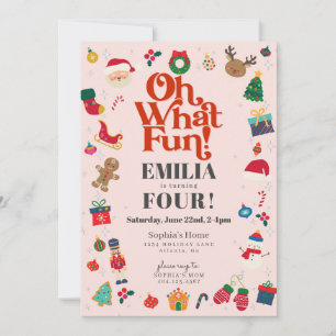 Pink Oh, was Spaß Weihnachten Winter Geburtstagspa Einladung