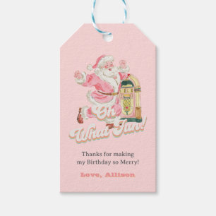 Pink oh What Fun, Retro Groovy Santa Claus Birthda Geschenkanhänger