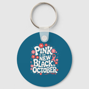 Pink Oktober Neue Schwarze Unterstützungsillustrat Schlüsselanhänger