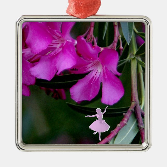 Pink Oleander Shadow Fairy Metal Ornament (Vorne)