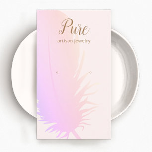 Pink Ombre Boho Feather Earring Display Visitenkarte