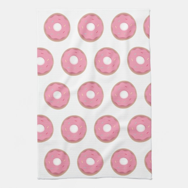 Pink Ombre Donuts Sprinkles Bäckerei Geschirrtuch (Vertikal)