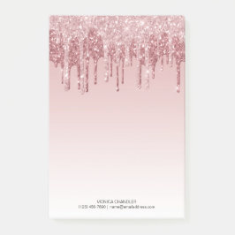 Pink Ombré Dripping Glitzer Monogram Post-it Hinwe Post-it Klebezettel