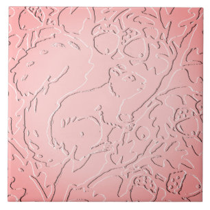 Pink Ombre Eichhörnchen Woodland Embossed Acorn Ei Fliese