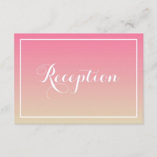 Pink Ombre Elegante Script Empfang Card Begleitkarte (Vorderseite)
