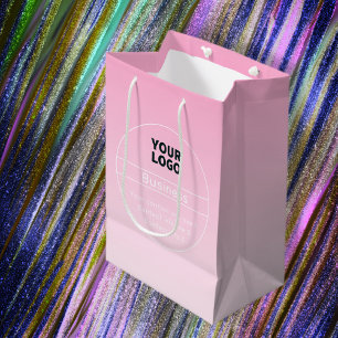 Pink Ombre Firmenname und Logo Kontaktinformat Mittlere Geschenktüte