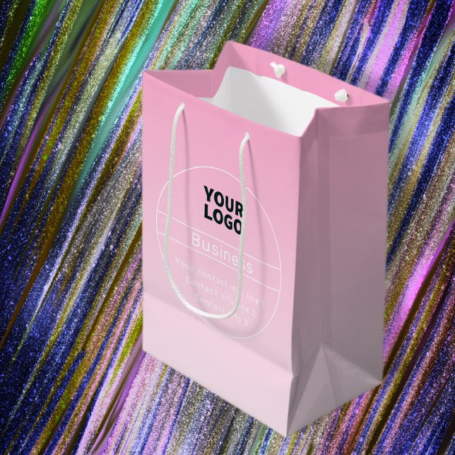 Pink Ombre | Firmenname und Logo | Kontaktinformat Mittlere Geschenktüte (Von Creator hochgeladen)