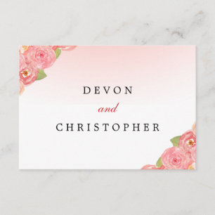 Pink Ombre Floral Water Response Cards RSVP Karte