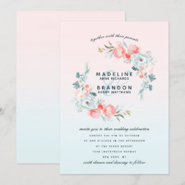 Pink Ombre Französischer Garten Blumenkraut Hochze Einladung