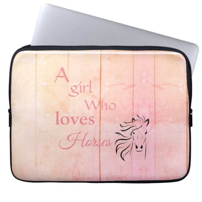 Pink Ombré Girl Who Liebe Pferde Script Girly Laptopschutzhülle (Vorderseite)