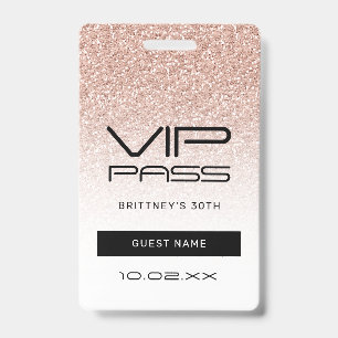 Pink Ombre Glitter VIP-Pass 30. Party-Einladung Ausweis