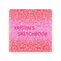 Pink Ombre Glitzer Monogram Sketchbook