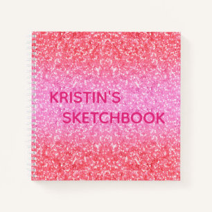 Pink Ombre Glitzer Monogram Sketchbook Notizbuch