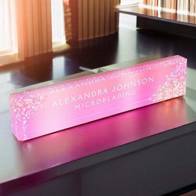 Pink Ombre Glitzer Sparkle Microblading Brows Namensplakette (Von Creator hochgeladen)