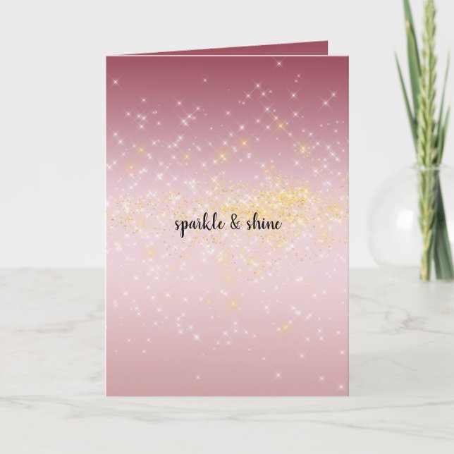 Pink Ombre Gold White Glitzern Karte (Vorderseite)