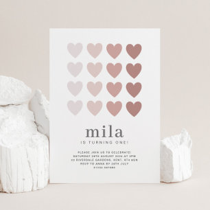 Pink Ombre Herzens Geburtstagseinladung Einladung