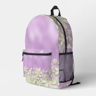 PINK OMBRE MIT BALEN GRÜNEN BLUME & SCHALTFLÄDEN BEDRUCKTER RUCKSACK