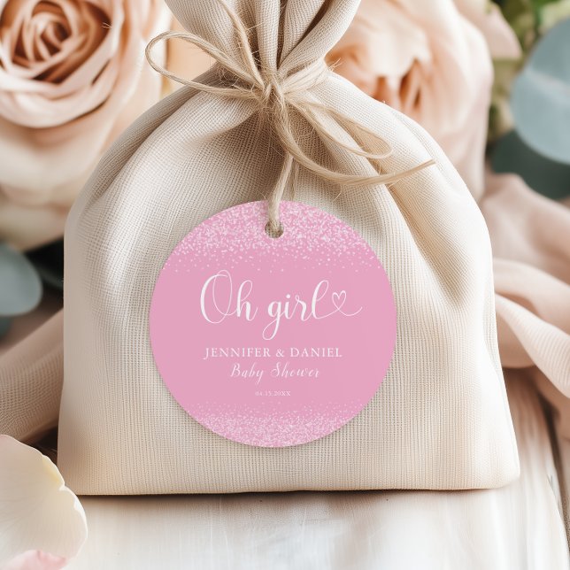 Pink Ombre Oh Girl Favor Confetti Heart Geschenkanhänger (Von Creator hochgeladen)