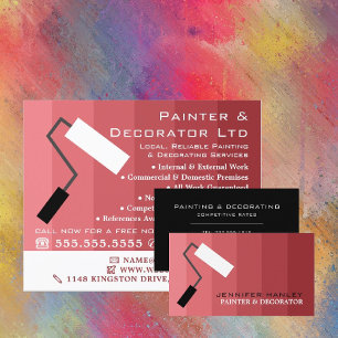 Pink Ombre & Paint Roller, Maler & Dekorator Flyer